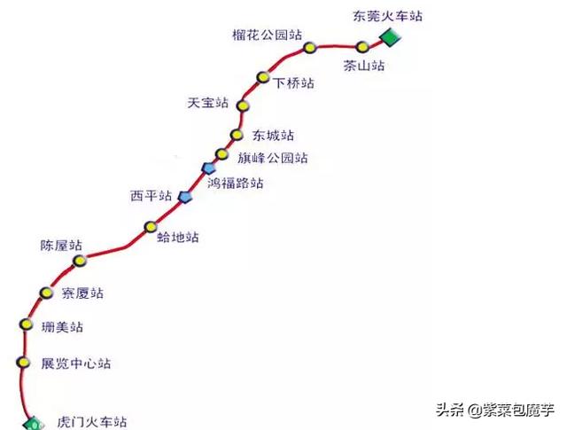 东莞地铁线路图（东莞地铁2号线全程站点）